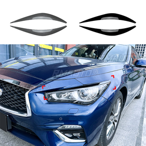2 pièces - Cache-phares noirs brillants pour voiture - Garniture de protection des phares - Aspect fibre de carbone - Pour Infiniti Q50 2014 2015 2016 2017 2018 2019-2023 - Product Image 3