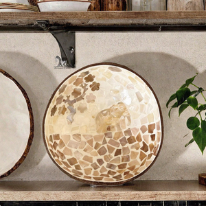Bol en coquille de noix de coco décoré de nacre, fait main, écologique, pour servir, décoratif, pour ranger les collations, pour la maison, cadeaux - Product Image 3