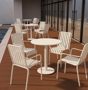 Conjunto de <span class=keywords><strong>Mesa</strong></span> y Sillas de Comedor para Exteriores de Estilo Nórdico, Muebles Cuadrados de Aleación de Aluminio para <span class=keywords><strong>Playa</strong></span>, Cafetería, Tienda de Té con Leche, <span class=keywords><strong>Mesa</strong></span> de Ocio para Exteriores - Product Image 4