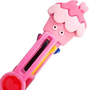 Pulpen Multifungsi Tinc 6-in-1 dengan Desain Karakter Cupcake untuk Sekolah, Kantor, Rumah & Penggunaan Cupcake - Warna Pink - Product Image 2