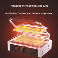 Grill électrique professionnel double face pour panini, machine à sandwich en acier inoxydable avec plaques côtelées pour restauration rapide