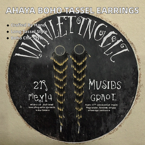 Pendientes Largos Bohemios Negros para Mujer AHAYA, con Borlas Grandes, Cuentas, Estilo Nativo, Hechos a Mano, con Flecos Grandes - Product Image 2
