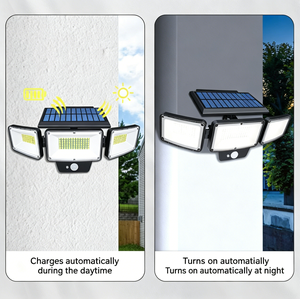 Lampe solaire murale extérieure, batterie 1800mAh, 181 LED, détecteur de mouvement, lampe de sécurité, 3 modes, IP65, étanche, lampe de jardin - Product Image 2