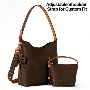 <span class=keywords><strong>Bolso</strong></span> Hobo de Cuero PU Marrón Vintage de Lujo con Lazo Decorativo y Mini Bolsa para <span class=keywords><strong>Mujer</strong></span>, <span class=keywords><strong>Bolso</strong></span> de Hombro de Diseñador Moderno - Product Image 3