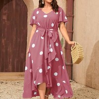 2024 Robes d'Été Femme en Gros Chine Nouvelle Arrivée Grande Taille à Imprimé Pois