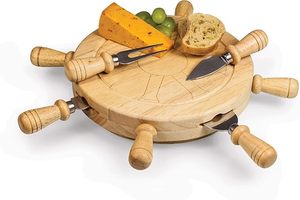 Ensemble de planches <span class=keywords><strong>à</strong></span> fromage en bambou et acacia de qualité supérieure - Planche <span class=keywords><strong>à</strong></span> <span class=keywords><strong>d</strong></span>écouper ronde/en forme de <span class=keywords><strong>vis</strong></span> avec couteaux pour servir et offrir en cadeau - Product Image 5