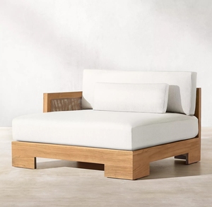 Divano Sezionale da Esterno di Lusso in <span class=keywords><strong>Vimini</strong></span> Naturale con Struttura in Legno di Teak Massiccio - Product Image 2