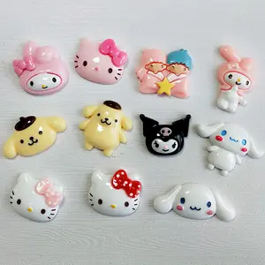 2022 Nieuwe Hars Aardbei Kt Kat Hoofd Charms Resin Flat Terug Cabochons Voor Decoratie