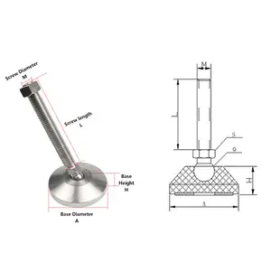 Piedini di livellamento girevoli piedini di livellamento regolabili in acciaio inossidabile con capacità resistente piedini per gambe mobili M20 con diametro basa 80mm