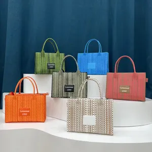 Bolsas de couro genuíno de alta qualidade para mulheres com logotipo de desenho animado, sacola de compras feminina