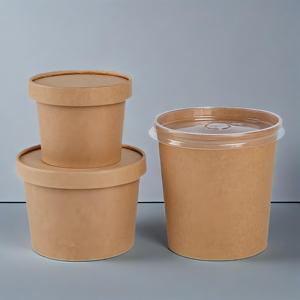 Cheap Price Kraft Paper Soup Bowl Thickened Disposable Takeaway Packaged Porridge Bowl Round Soup Bucket Soup Cup - Product Image 1
