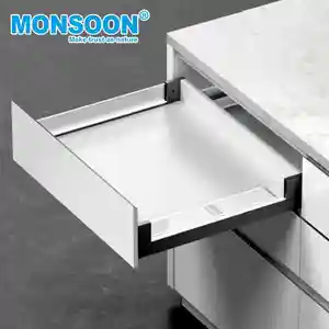 Furniture Fittings Cold-rolled Steel Soft Closing Adjustment Ultrathin Glass Metal Box Drawer Slide For Furniture Kitchen Drawer