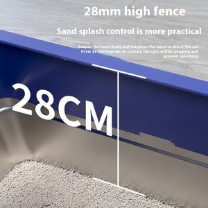 Bac à <span class=keywords><strong>litière</strong></span> pour <span class=keywords><strong>chat</strong></span> en acier inoxydable XXL, extra large, côtés hauts, sans odeur, anti-fuite d'urine, non collant. - Product Image 3