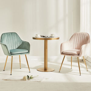 <span class=keywords><strong>Chaise</strong></span> de salle à manger élégante et luxueuse avec dossier en velours doux et pieds en métal modernes pour salon et restaurant de loisirs - Product Image 3