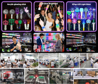 Bâtons lumineux LED ultra-lumineux télécommandés DMX512 pour événements festifs et concerts, avec logos personnalisés pour une utilisation en intérieur/extérieur