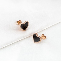 Boucles d'oreilles en acier inoxydable plaqué or Rose en forme de cœur, accessoire de mode Promo