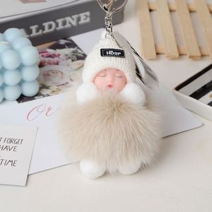 Kawaii peluche <span class=keywords><strong>dormir</strong></span> bébé poupée porte-clés pompon fourrure bouffée <span class=keywords><strong>boule</strong></span> couleurs doux mignon bébé <span class=keywords><strong>dormir</strong></span> porte-clés moelleux voiture porte-clés charme - Product Image 3