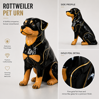 Urne funéraire distinctive en forme de chien, figurine en céramique de Rottweiler avec ligne dorée, statue commémorative décorative, cercueil