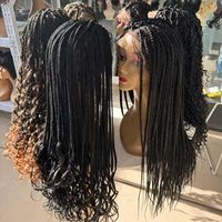 Perruque Lace Front Dreadlocks Brun Clair en Fibre Haute Température, Sans Colle, Ligne de Cheveux Naturelle, Perruque Instantanée Africaine Effet Noodles