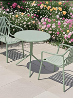 Ensemble de tables et chaises de jardin en fer forgé pour hôtel, salon de thé et café – Sièges décontractés portables au design moderne et épuré