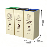 Poubelle de recyclage verticale à 3 compartiments en acier inoxydable de 40 L avec texte en arabe pour le marché du Moyen-Orient - Écologique, à ouverture supérieure, pour usage public