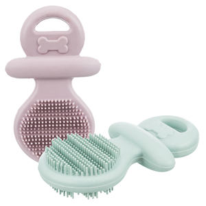 Brosse en silicone pour animaux de compagnie avec manche en os, poils doux, outil de toilettage délicat pour le soin des animaux - Product Image 1