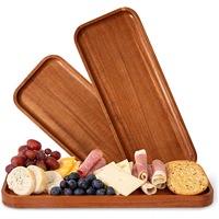Creatieve klassieke vierkante serveerschaal & -plateau van massief acaciahout voor fruit, snacks en hapjes