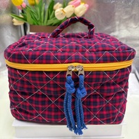 Trousse de Maquillage Pliable et Portable Grande Capacité en Polyester Léger, Personnalisable, avec Fermeture Éclair Colorée et Matelassée – Vente en Gros
