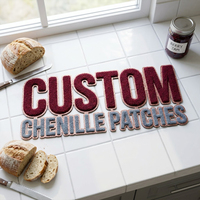 Patchs en chenille personnalisés en gros, à thermocoller, avec logo lettre brodé, pour vêtements, chapeaux et sacs