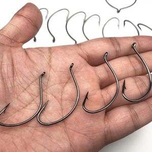 Haut à droite 9160 100 pièces/sac en acier à haute teneur en carbone Wacky ver hameçons de pêche large écart décalé Wacky Rig crochets - Product Image 6