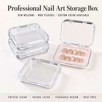 Boîte à ongles en acrylique transparent de 8,5 cm avec logo personnalisé, boîte de rangement épaisse en PS, fournisseur direct d'usine, prix de gros