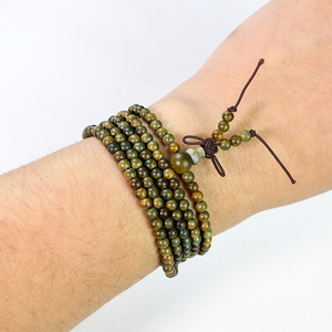 Bracelet en bois de santal vert, 216 perles de 4,5 mm, mini perles de prière bouddhistes, style ethnique vintage, bijoux culturels unisexes - Product Image 3