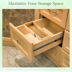 Bamboo Drawer Organizer Rectangular Cutlery <b>Storage</b> <b>Box</b> For <b>Kitchen</b> Drawers Multifunctional Utensil Holder - Product Image 3