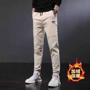 Pantaloni Casual in velluto a coste da uomo nuovi e ispessiti in peluche da uomo per l'autunno e l'inverno con elastico in vita e gamba piccola - Product Image 5