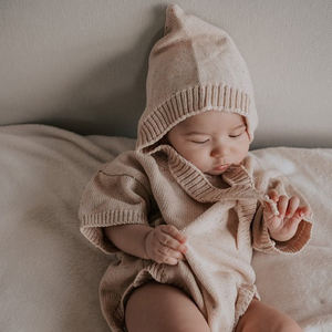 Pull-over chaud pour bébé <span class=keywords><strong>Bonnet</strong></span> en tricot texturé pour nouveau-né Pixie Cadeau pour bébé <span class=keywords><strong>Bonnet</strong></span> 100% coton biologique - Product Image 4