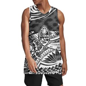 Camiseta Deportiva de Baloncesto para Hombre, Diseño Tribal Polinesio en Blanco y Negro, Tatuaje Totem, Personalizada por Sublimación - Product Image 4