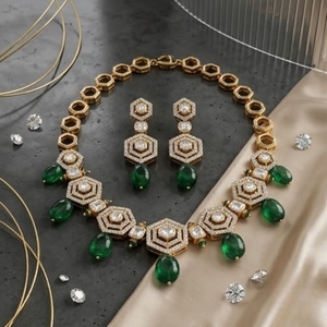 Parure de bijoux de luxe en argent 925 pour femme, avec moissanite, style indien traditionnel, pour mariage, fête ou cadeau - Product Image 3