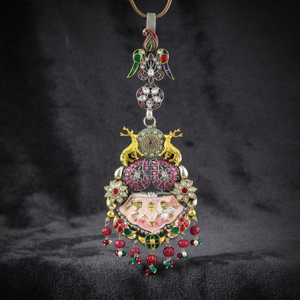 Glamoroso Conjunto de Joyería Antigua Judía, Impresionantes Dijes de Plata con Diamantes y Piedras Preciosas para Bodas, Compromisos y Ocasiones Especiales (India) - Product Image 3