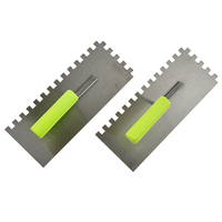 Truelle à encoches carrées, manche en plastique vert vif, acier inoxydable, outil de pose de carrelage et de construction