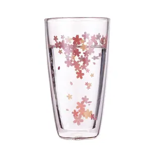樱花双层玻璃茶杯牛奶饮料杯