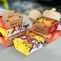 Boîte d'emballage alimentaire carrée rigide en matériaux recyclés avec logo personnalisé en flexographie et lamination mate pour les plats à emporter