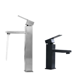 Robinet de lavabo noir économique à poignée unique en acier inoxydable, à économie d'eau, pour montage sur comptoir de salle de bain - Product Image 1