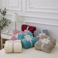 Couverture en peluche de qualité supérieure en jacquard tissé de taille Queen, en flanelle polaire tricotée de haute qualité, confortable, unie, personnalisée pour la maison