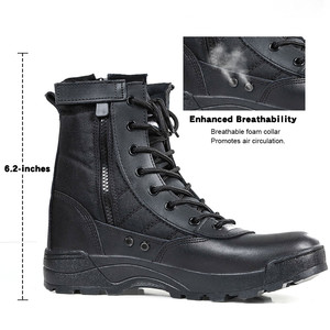 Stivali <span class=keywords><strong>tattici</strong></span> resistenti da <span class=keywords><strong>uomo</strong></span> in pelle impermeabile con stivali neri Anti-Skip in promozione - Product Image 2