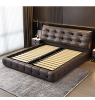 Lit de rangement moderne et confortable avec revêtement en cuir de qualité supérieure, taille Queen/King, certifié E0, directement de l'usine JUNYUHAO