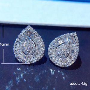 Orecchini pendenti a forma di pera per donna, gioielli per le orecchie alla moda, dolci ed eleganti, in stile scintillante - Product Image 5