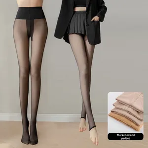 All'ingrosso doppio strato di seta nera artefatto a gamba nuda con taglio Sexy <span class=keywords><strong>collant</strong></span> <span class=keywords><strong>in</strong></span> <span class=keywords><strong>pile</strong></span> foderato nudo sentire sottile stile solido - Product Image 1