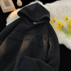 100% coton femmes pull Streetwear à <span class=keywords><strong>capuche</strong></span> décontracté surdimensionné hiver en relief sweats à <span class=keywords><strong>capuche</strong></span> gaufrage logo <span class=keywords><strong>sweat</strong></span> - Product Image 2