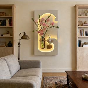 Peinture murale LED 3D moderne, abstraite, avec cadre en grès, faite à la main, décorative, pour véranda, salon, salle à manger - Product Image 4