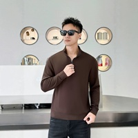 Pull en tricot polaire en laine de lapin et lyocell pour homme, style business, demi-zip, collection automne 2661